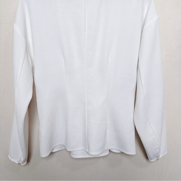 Aritzia Wilfred Womens Xsmall Mabelle Ivory Crepe Lace Up Front Blouse - Picture 13 of 14